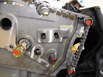 figure 5: these are the oil drain ports that allow oil directed by the ocv to drain into the front timing cover. 