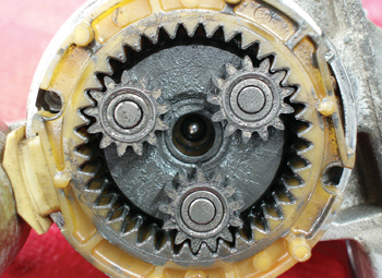 photo 3: this starter motor terminates into a planetary gear set similar to those used in automatic transmissions.