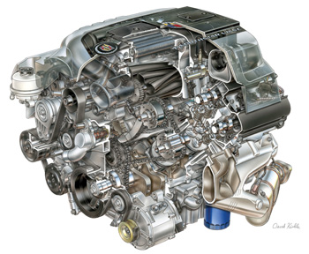the high-output, supercharged northstar dohc 4.4l v8 engine, developed for the 