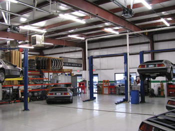 inside the bay area of the delorean motor company midwest, crystal lake, il.