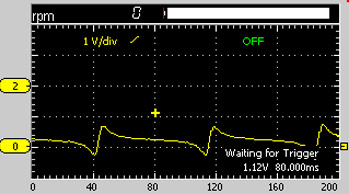 photo 4: this waveform is the analog signal being sent from the magnetic pickup to the icm.