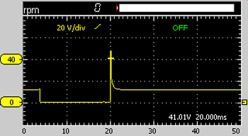 photo 6:  this waveform turned out to be a less than perfect due to a low voltage kick and a missing pintle “bump.” 